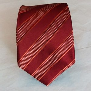 Hugo Boss 100% Italian silk tie Red Orange White
